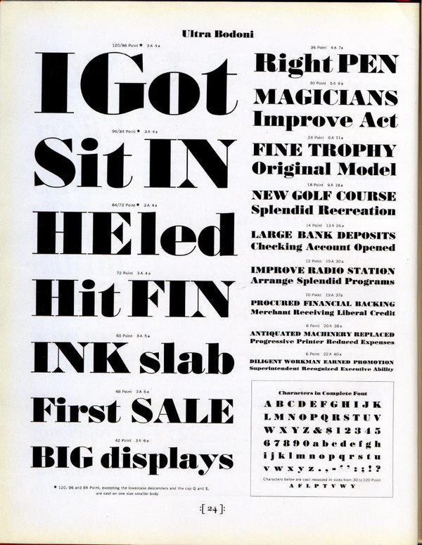 Typography inspiration example #238: Ultra Bodoni type specimen. #type #specimen #typography