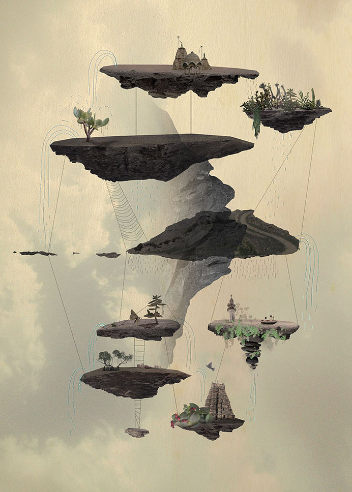 Islands by Tom Reznikov #islands #print #dream #floating #poster #art #collage