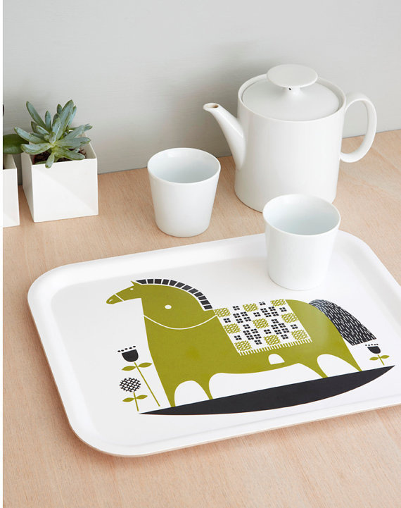 Rocking horse tea tray van roddyandginger op Etsy #illustration #etsy #horse