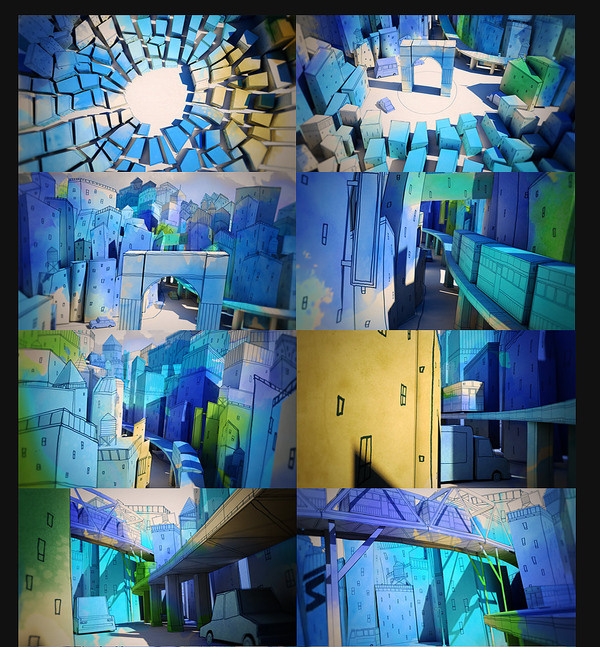 brian drucker #3d #city #watercolor #buildings