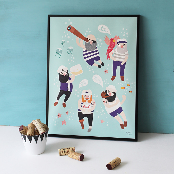 #nordic #design #graphic #illustration #danish #simple #nordicliving #living #interior #kids #room #poster #sailors #beard #maritime #sea