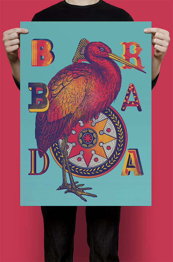 BARBADA on Behance #partt #lettering #pink #bird #vintage #poster #typography