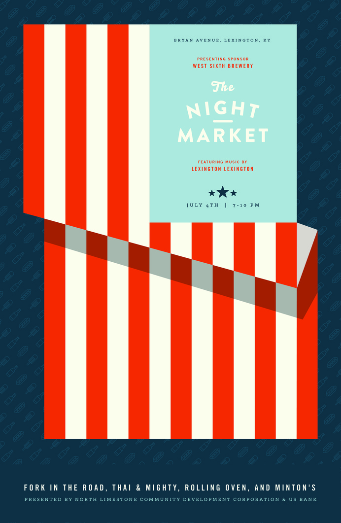 NightMarket_July #market #event #flag #of #astrology #design #july #publicity #independence #night #kentucky #fourth #american #eagle #poster #day #america #bald #moon