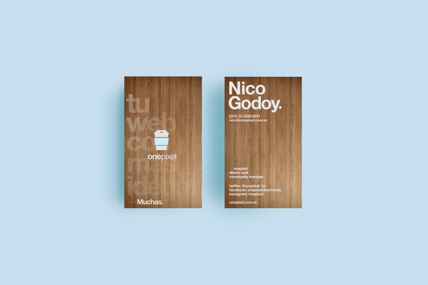 OnePixel® #business #card #design #minimalism #wood #buenos #helvetica #aires