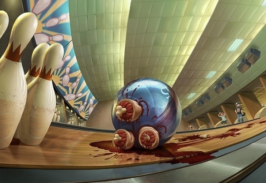 yes, tea on Illustration Served #macabre #bowling #illustration #strange #bloody