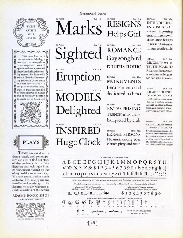 ATF Garamond type specimen #type #garamond #specimen
