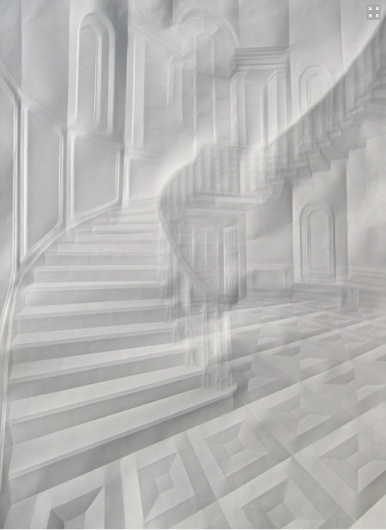 Artist Folds Creases On Paper To Form Architectural 'Drawings' - DesignTAXI.com #paper #art