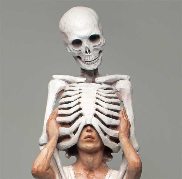 Unusual Sculptures of People and Skeletons Chiseled from Wood by Yoshitoshi KanemakiMarch 13 #wood #skeleton #sculpture