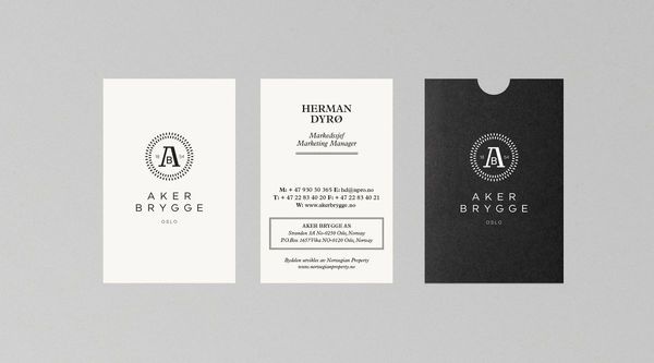Aker Brygge — Business cards + holder. Design by Sans Colour. #stationery