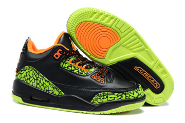 Kids Nike Air Jordan 3 Shoes: "Black Cement Neon" on sale #shoes