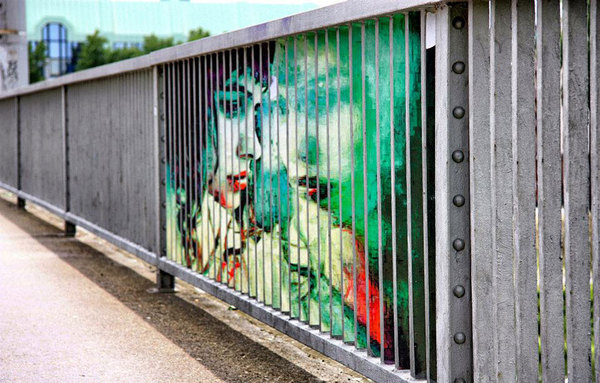 CJWHO ™ (Hidden Railing Street Art That Can Only Be Seen...) #hidden #design #germany #illustration #art #street