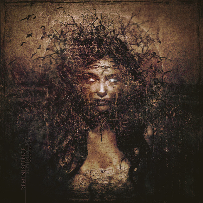 "Reminiscence" by Pierre-Alain D. #blood #creepy #reminiscence #eyes #texture #branchs #portrait #dark #trees