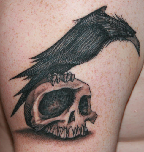 crow skull tattoos