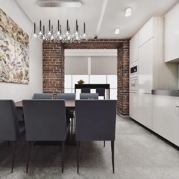 Interior design. Brick wall