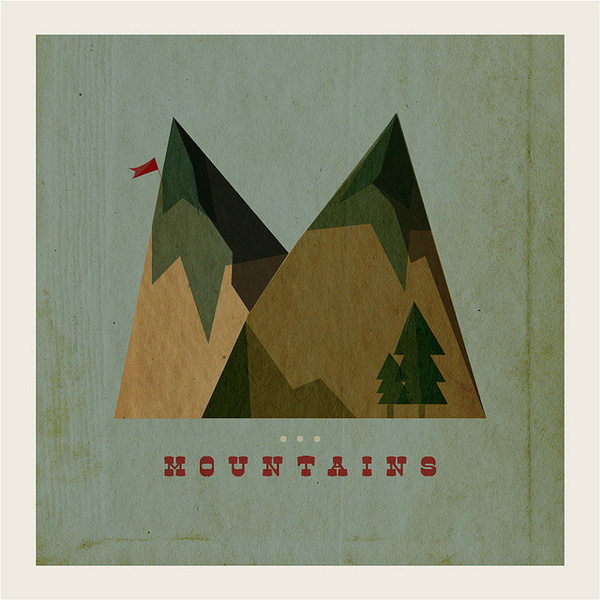 M is for Mountain #mccarty #cut #mountain #flag #paper #illustration #distressed #type #mountains #michael