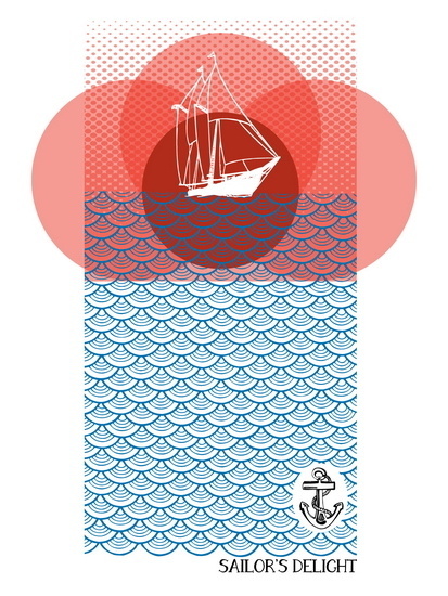 Red Sky at Night by Brainstorm #nautic #illustration #poster