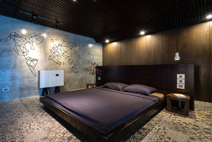 Residence in Hanoi in Trendy Dark Palette and Wooden Cladding - InteriorZine