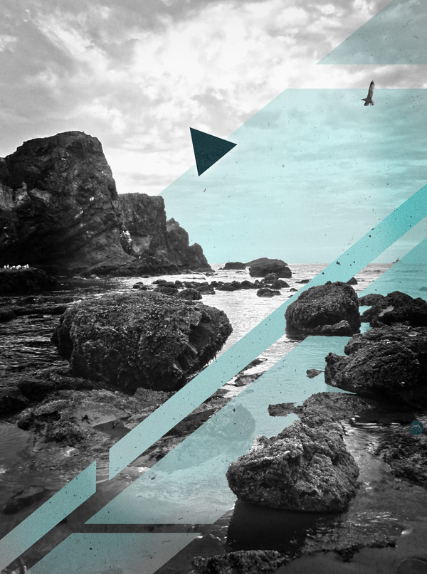 North by Northwest #ocean #northwest #design #digital #rocks #photography #collage #teal #oregon
