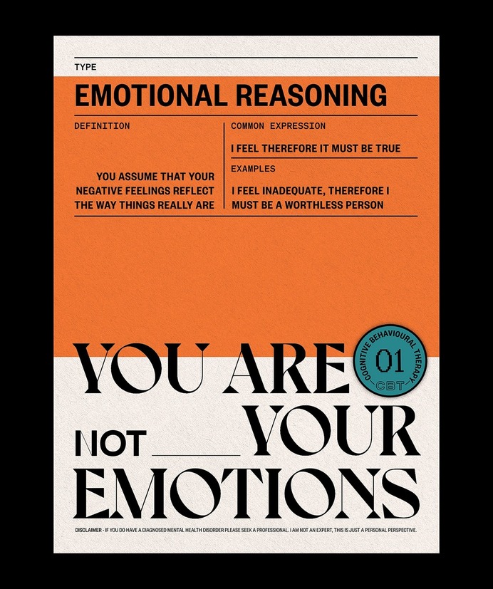 YOU ARE NOT YOUR EMOTIONS &ndash; CBT Reflective Posters
