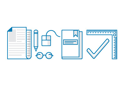 Icons #ruler #icons #newspaper #book #glaases #checkmark