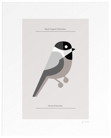 Lumadessa | Black-Capped Chickadee - Silver (Dot Print) #birds #illustration #brill #josh