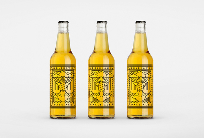 Goldhawk Ale by Don't Try Studio #logotype #logo #mark #gold #bottle #labeling