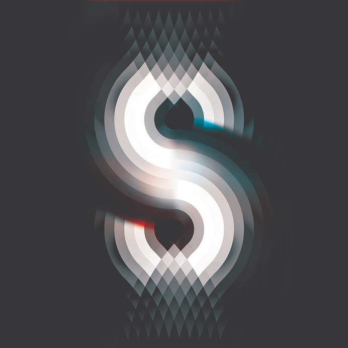 Andy Gilmore "S" crowquills.com #gilmore #andy #red #white #optical #illusion #design #graphic #illustration #grey #blue #typography