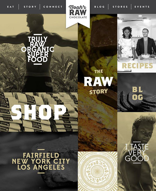 raw chocolate website on Behance #raw #black #chocolate #grid #alexander #minimal #gold #brothers #web #typography