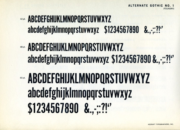 Another appearance by Morris Fuller Benton's classic Alternate Gothic. #type #specimen #typography