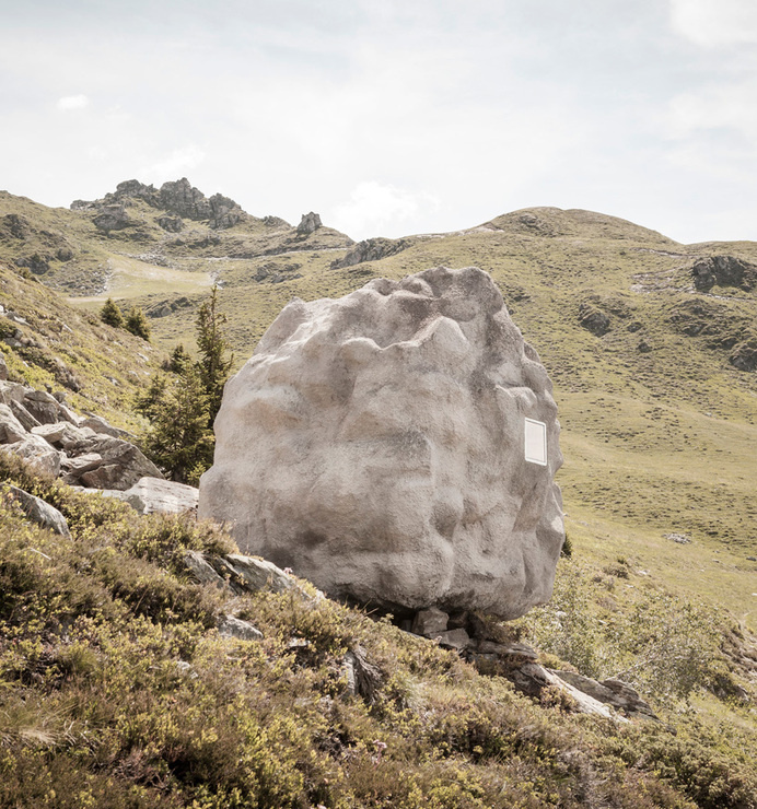 bureau A sites stone-shaped wooden cabin in the swiss alps #cabin