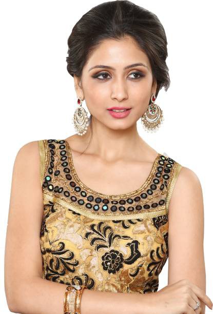 Round Neck Mirror Work Blouse Design
