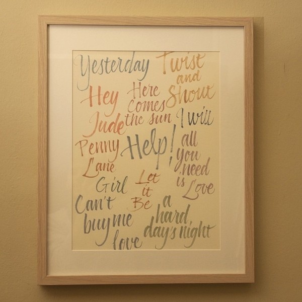 The Beatles songs. Watercolor lettering by Adria Molins #interior #calligraphy #beatles #lettering #design #watercolours #adria #barcelona #molins #decoration #typography