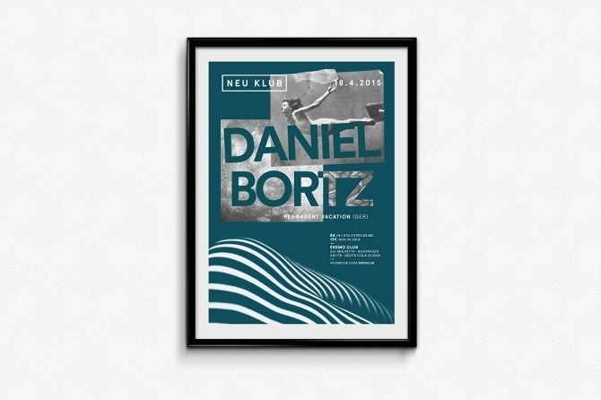 Neu Klub / Daniel Bortz Poster #party #fly #poster #blue #collage #moon