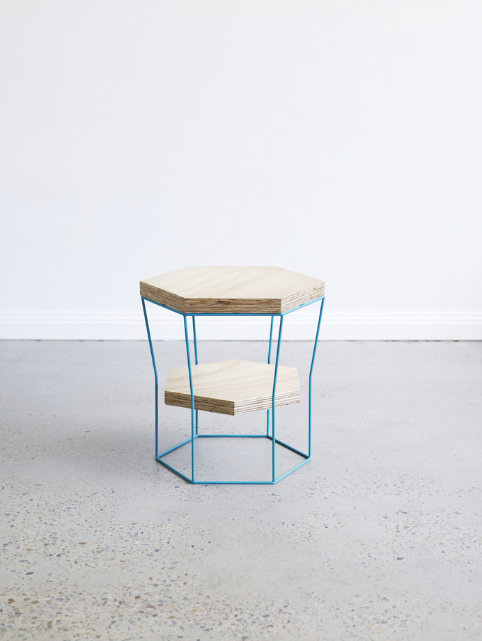 LINZI stool/side table by Luschia Porter #luschia porter #metal #wood #blue #linzi #stool #table #furniture