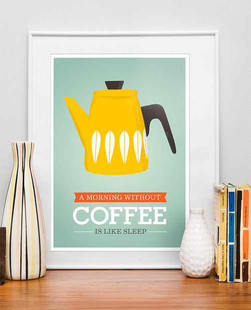 by9: Art For Kitchen Coffee art Retro Kitchen Cathrineholm by handz #coffee #illustration #poster