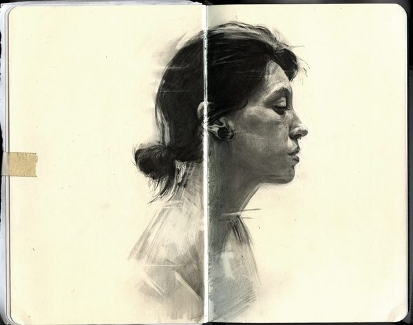 Graphite Portraits of Friends by Thomas CianJanuary 8, 2014 #illustration #portrait #sketch #sketchbook