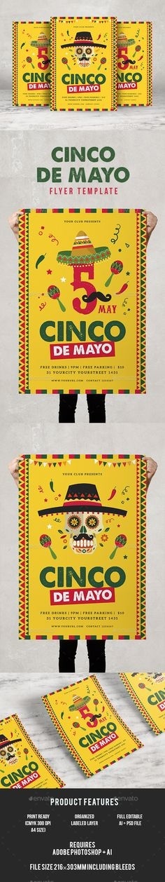 Cinco De Mayo Flyer by infinite78910 Featured2 Ai Psd File A4 Size (210脳297) Bleed CMYK 300 DPI Print Ready Well Organized Layer Full E