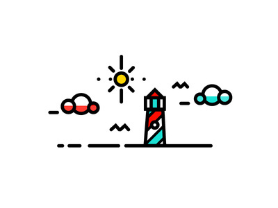 Explore More #line #badge #icon #lighthouse #texture #logo #illustration #sea #type #detail