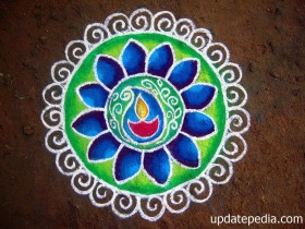 Shaded diya rangoli design