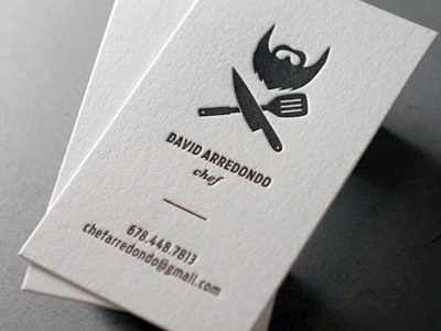 David A: Letterpress Business Card by Nicholas DeVore #business #card #letterpress #identity #chef #logo