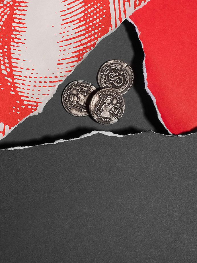 Sabotage Wine packaging coin design by Javier Garcia on Behance