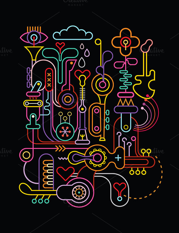 Abstract art #line #orchestra #neon #party #design #graphic #musical #music #concert #work