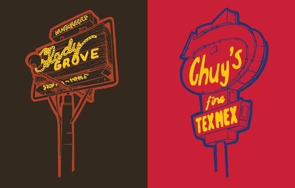 Shady Grove and Chuy's #lettering #sign #illustration #vintage #signage #typography
