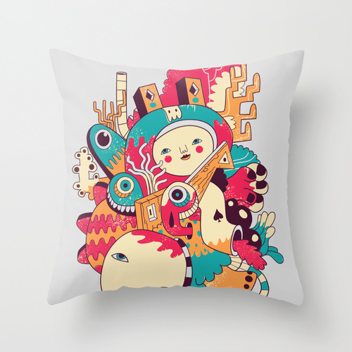 Holloolloo Throw Pillow #honduras #pillow #illustration