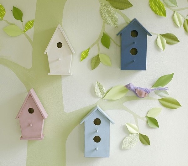 eclectic nursery decor Wooden Bird Houses #leaf #bird