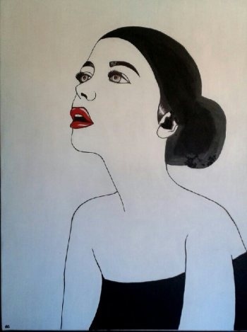 A birthday gift. Mixed media on canvas. #woman #potrait #black #white #red #minimal #minimalism