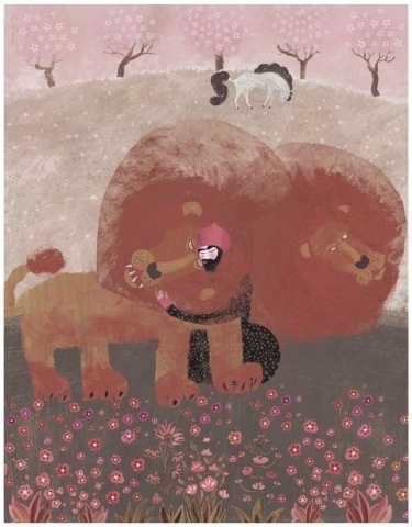 Opowieści Dengbeżów. Baśnie i bajki kurdyjskie Ryms kwartalnik o książkach dla dzieci i młodzieży #illustration #lion #flowers