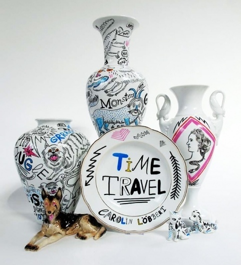 Carolin Loebbert "Time Travel" / 母親が集めていた陶器に一点ずつ絵を描き加えた陶器シリーズ | HITSPAPER™ : A #calm #punk #pottery