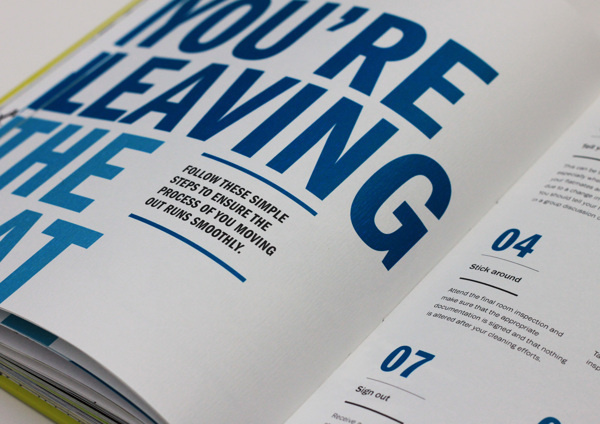 Flatmate's Handbook #list #modern #design #book #numbers #type #layout #blue #typography