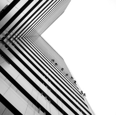 artblackwhite: " Spider - Men by fernblacker Bangkok , Thailand. architecture,bangkok,blackandwhite,city,cleaning,mono,pattern,people,shap